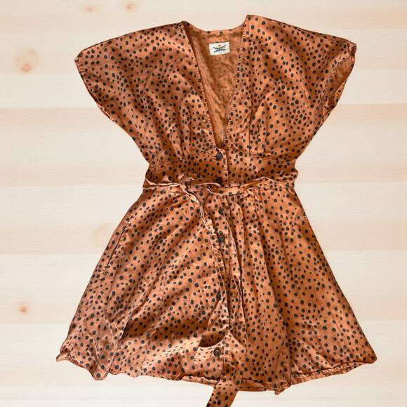 Marine Layer Camila Cheetah Print A-line Minidress Large - Picture 2 of 6